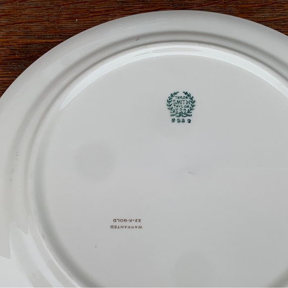 1920s Vintage TAYLOR SMITH USA 22K Gold Trim 10” Dinner Plate Replacement - Picture 9 of 16